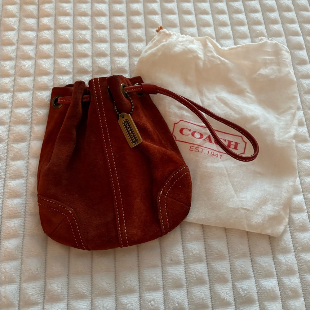 Coach Tan Suede Wristlet Bag